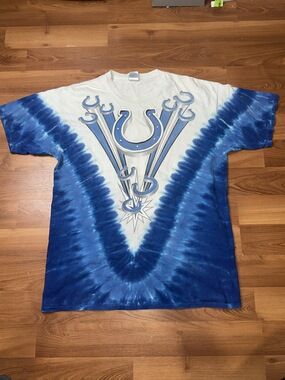 Vintage y2k Indianapolis Colts blue tie-dye graphic football AOP t-shirt